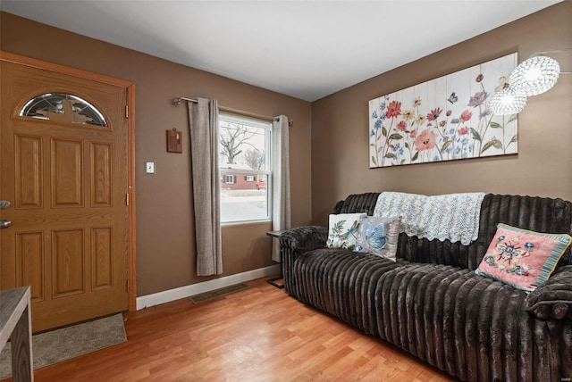 living room featuring light wood-type flooring