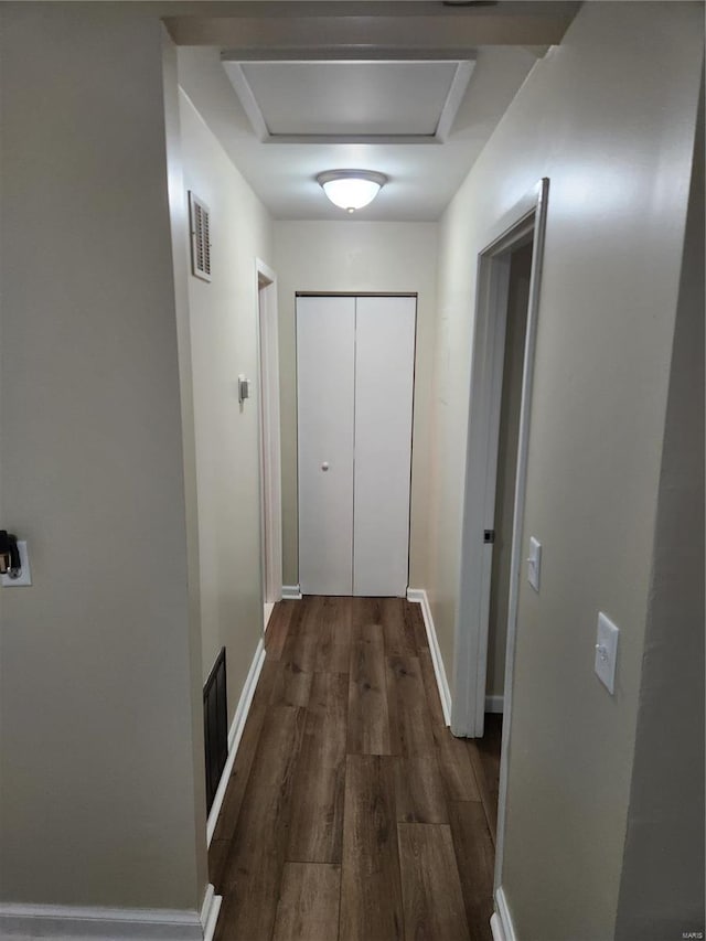 hall featuring dark hardwood / wood-style floors