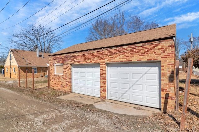 view of detached garage