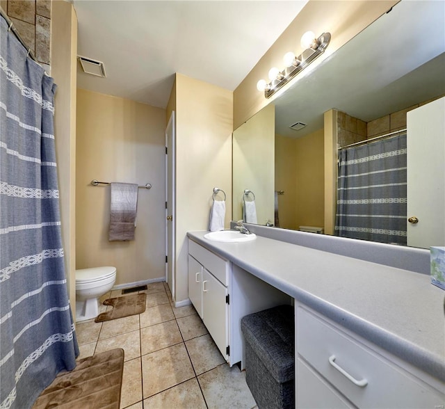 bathroom with tile patterned flooring, vanity, and toilet