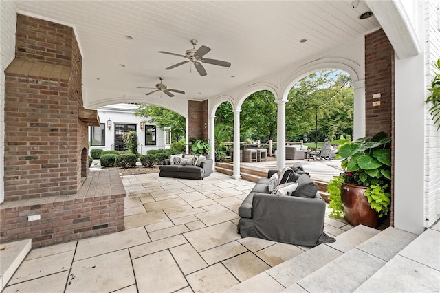 view of patio / terrace with an outdoor hangout area and ceiling fan