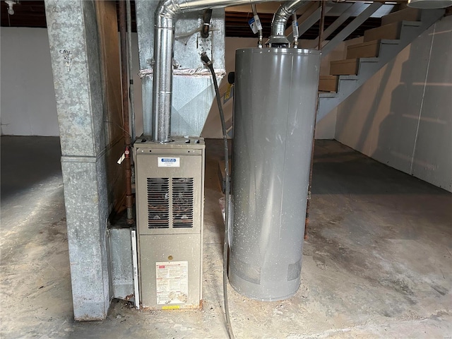 utility room with water heater