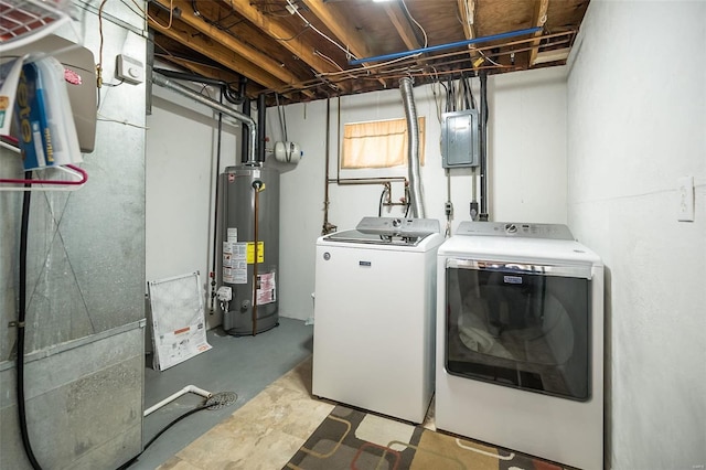 washroom with gas water heater and independent washer and dryer