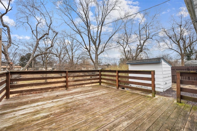 deck with a shed