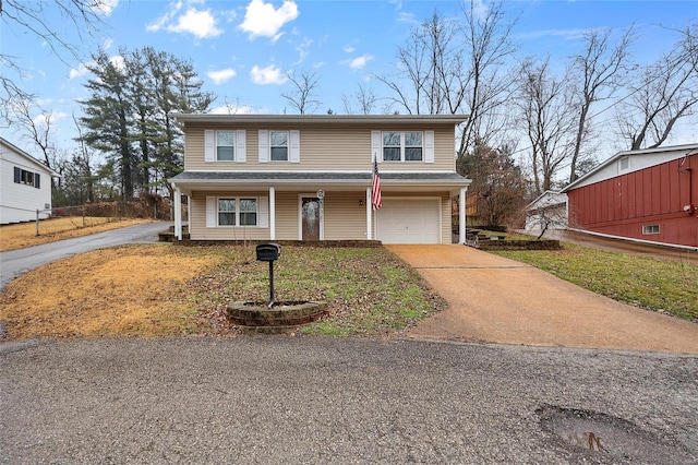 view of property featuring a garage