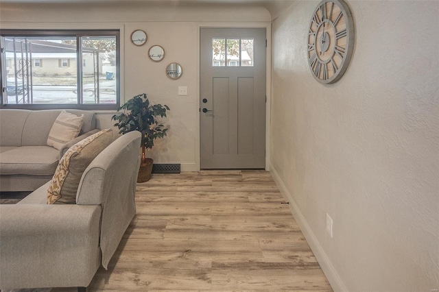 entrance foyer with light hardwood / wood-style floors