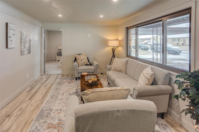 living room featuring light wood-type flooring