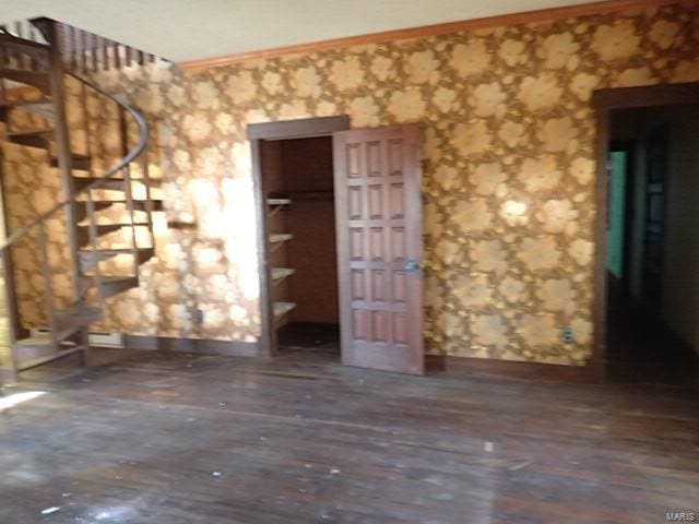 empty room featuring dark hardwood / wood-style flooring