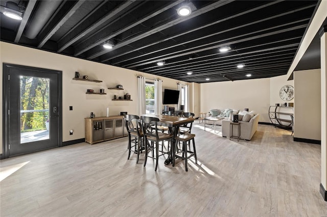 dining area featuring light hardwood / wood-style flooring