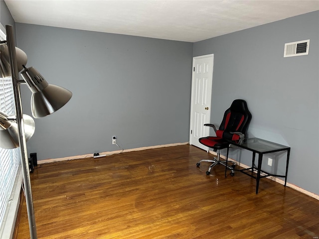 home office featuring hardwood / wood-style flooring