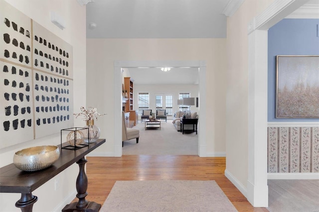 hall featuring light hardwood / wood-style flooring