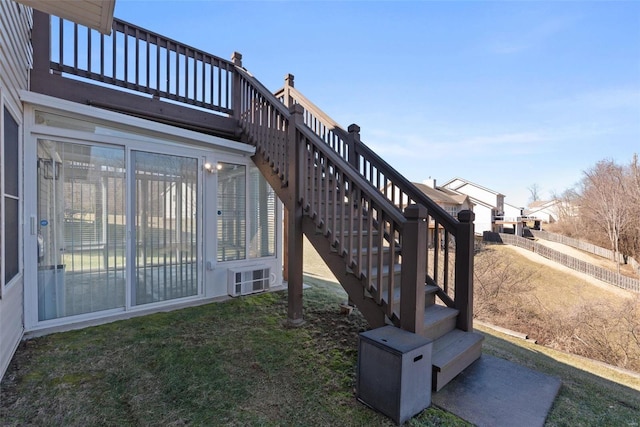 view of yard featuring stairway