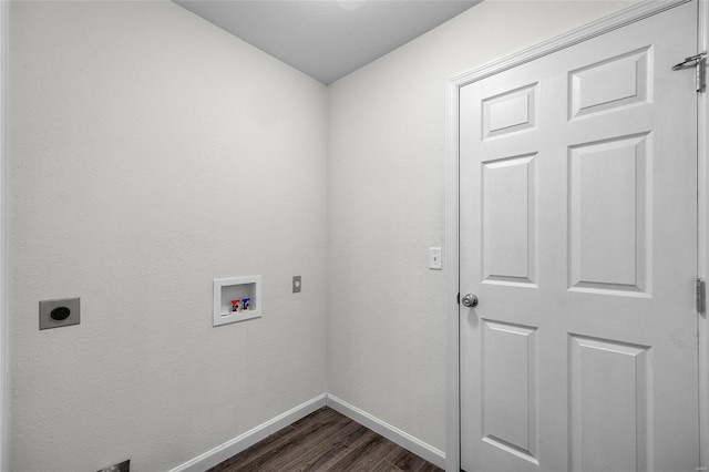 laundry area with washer hookup, dark hardwood / wood-style flooring, and electric dryer hookup