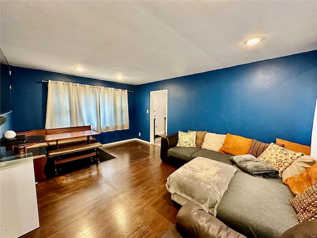 living room featuring dark hardwood / wood-style flooring