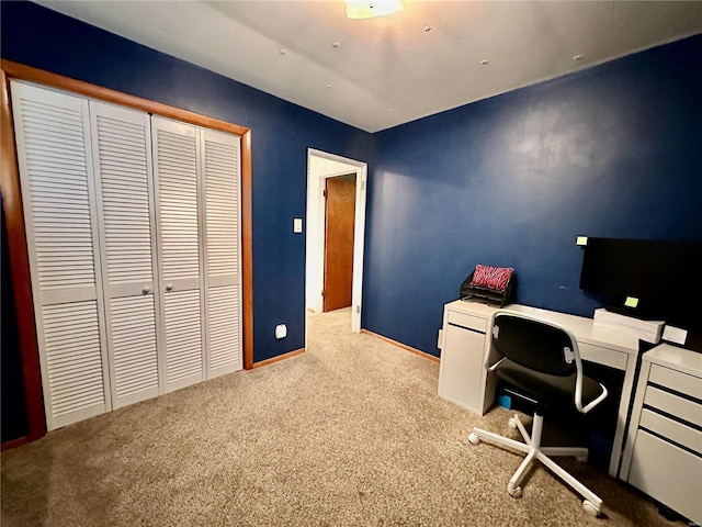 view of carpeted office space