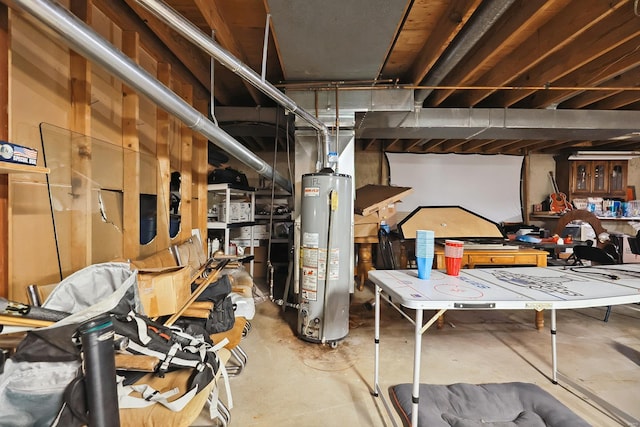 basement with gas water heater