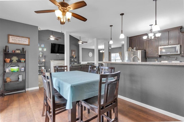 dining area with dark hardwood / wood-style flooring