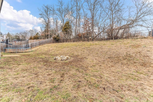 view of yard featuring a trampoline