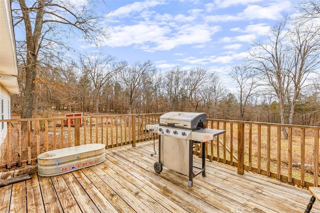 deck featuring area for grilling