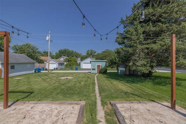 view of yard with an outdoor structure