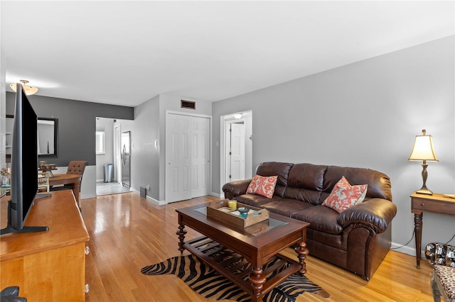 living room featuring light hardwood / wood-style flooring