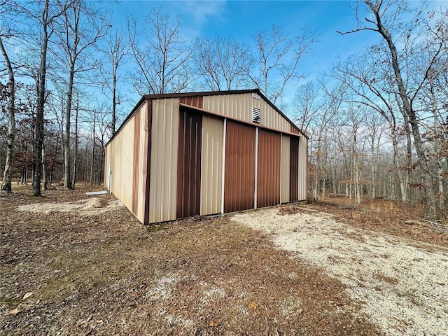 view of outbuilding featuring a garage