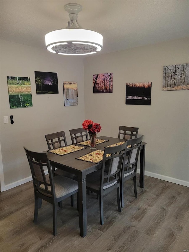 dining space featuring dark hardwood / wood-style flooring