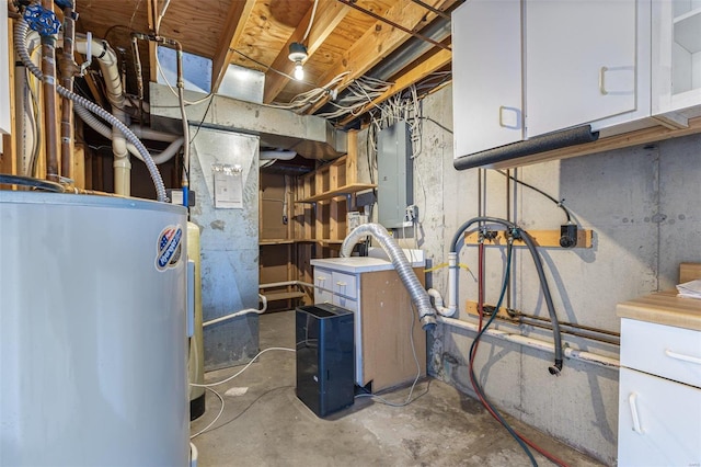 utilities with electric panel and electric water heater