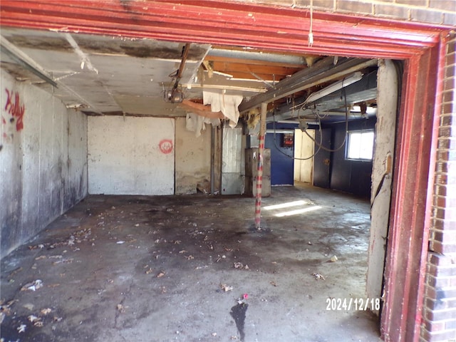 basement with water heater