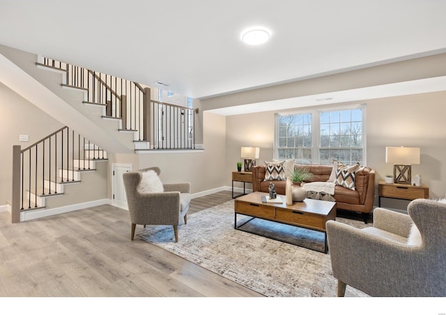 living room featuring light hardwood / wood-style floors