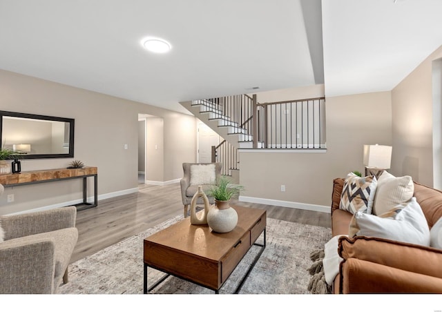 living room featuring light hardwood / wood-style flooring