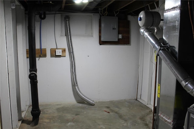 unfinished basement with electric panel