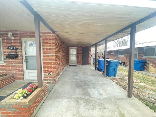 view of patio featuring a carport