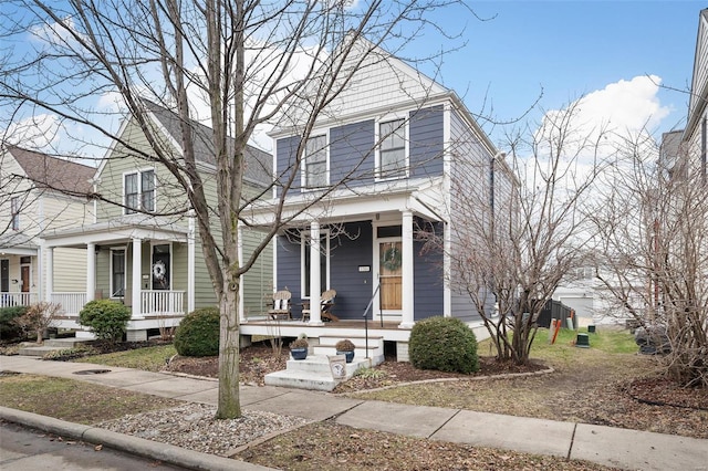 front facade featuring covered porch