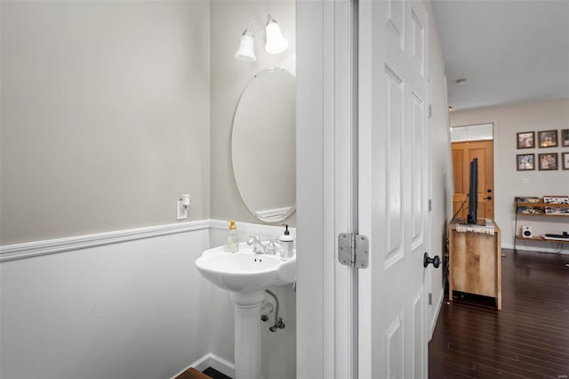 bathroom featuring hardwood / wood-style flooring