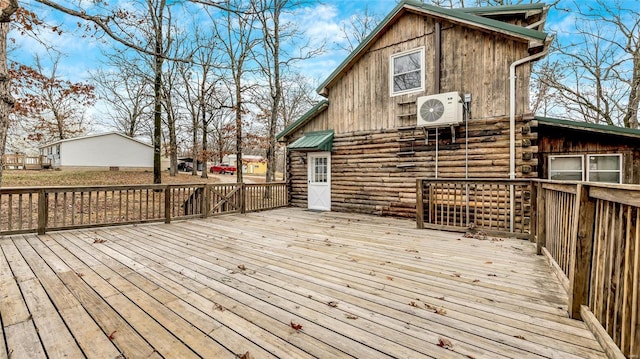 wooden deck with ac unit