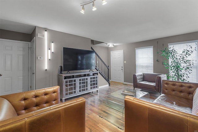 living room featuring light hardwood / wood-style floors