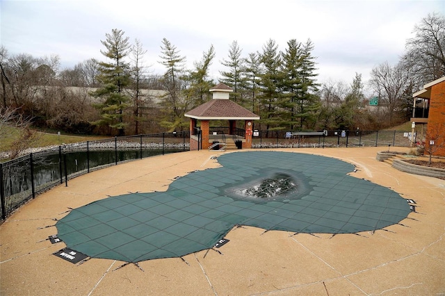 view of pool with a gazebo and a patio