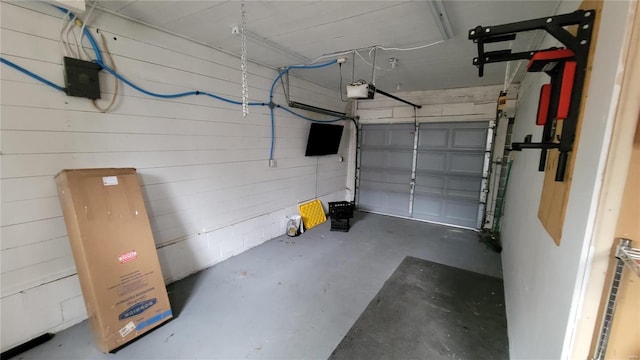 garage with a garage door opener