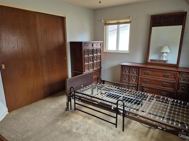 carpeted bedroom featuring a closet