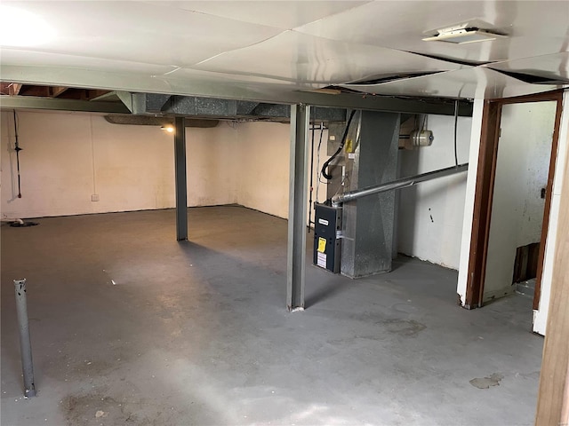 basement with heating unit