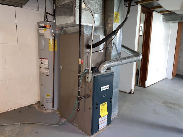 utility room with water heater