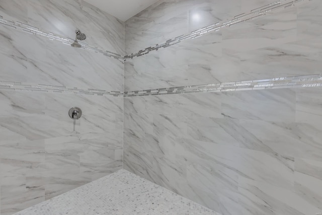 bathroom with a tile shower