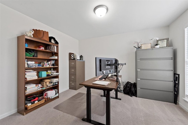 view of carpeted home office