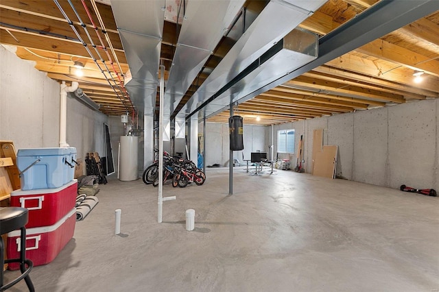 basement featuring water heater