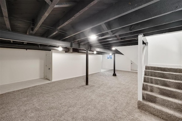 basement with carpet floors