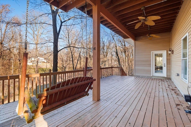 deck featuring ceiling fan