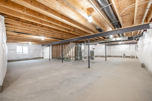 basement with water heater