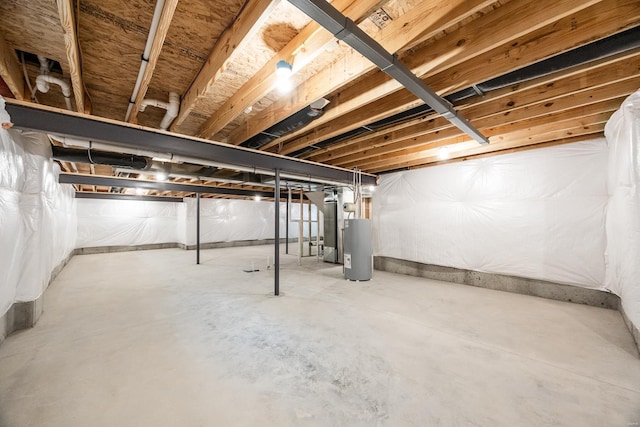 basement with water heater