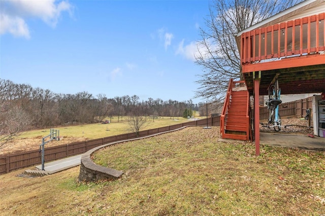 view of yard with a deck